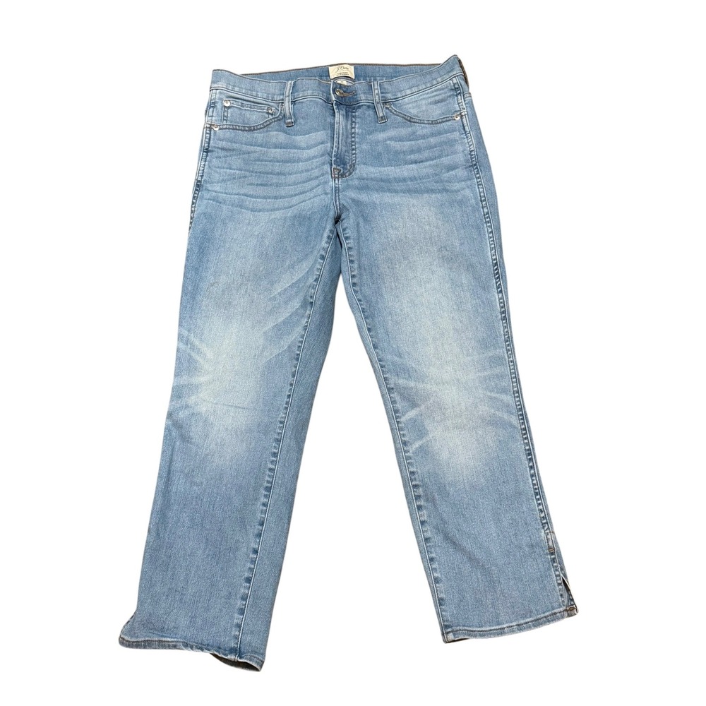 J.Crew Size 30 Vintage Straight Jeans Crop Light Wash Blue Stretch